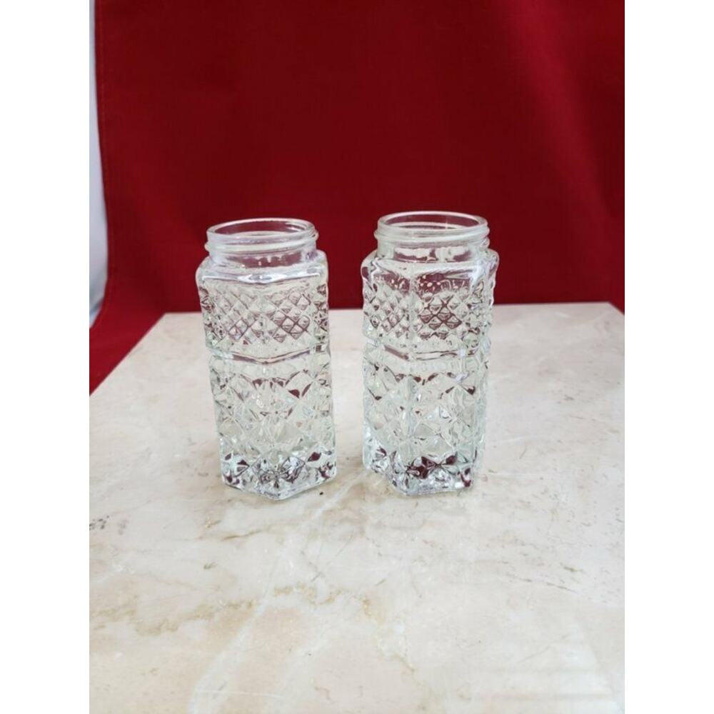 Vintage Glass Salt and Pepper Shakers - No Lids - Small Chip To Base